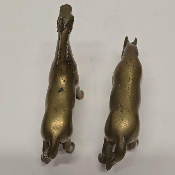 Vintage Brass Horse Set Of Two Figurines Standing And Grazing MCM Korea - Picture 5 of 7